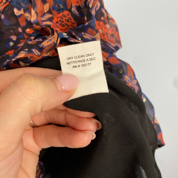 NWT Ulla Johnson Cecily Cosmos-Print Silk Lurex Mini Dress 12 Ruffle Cocktail Pa - Picture 14 of 15